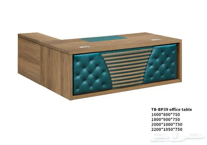 مكتب اخضر و جملي بيج جلد طقم فخم مكتب موظفين طاولة اجتماع 3