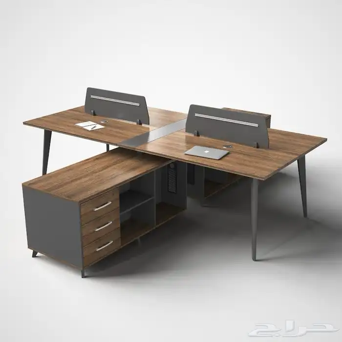 مكتب اخضر و جملي بيج جلد طقم فخم مكتب موظفين طاولة اجتماع 6