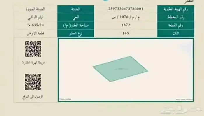 ارض في ابيار الماشي (( المساحة 635 )) 0