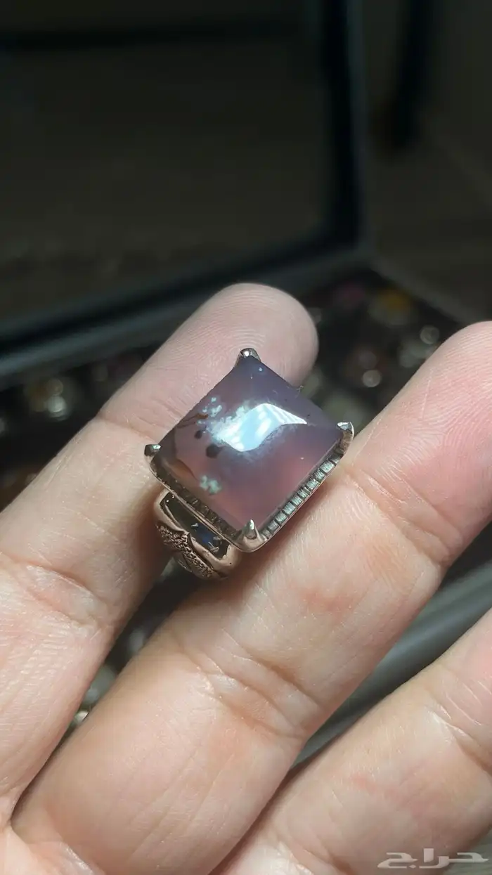 خاتم عقيق بنفسجي صياغة البركة 2