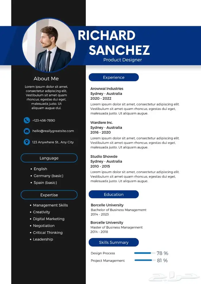 تصميم سيرة ذاتية احترافية CV 15