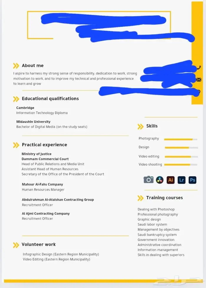 تصميم سيرة ذاتية احترافية CV 7