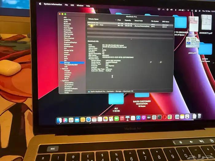 MACBOOK PRO 2019 256gb SSD 8GBRAM WITH TOUCH PAD 13 inches 7