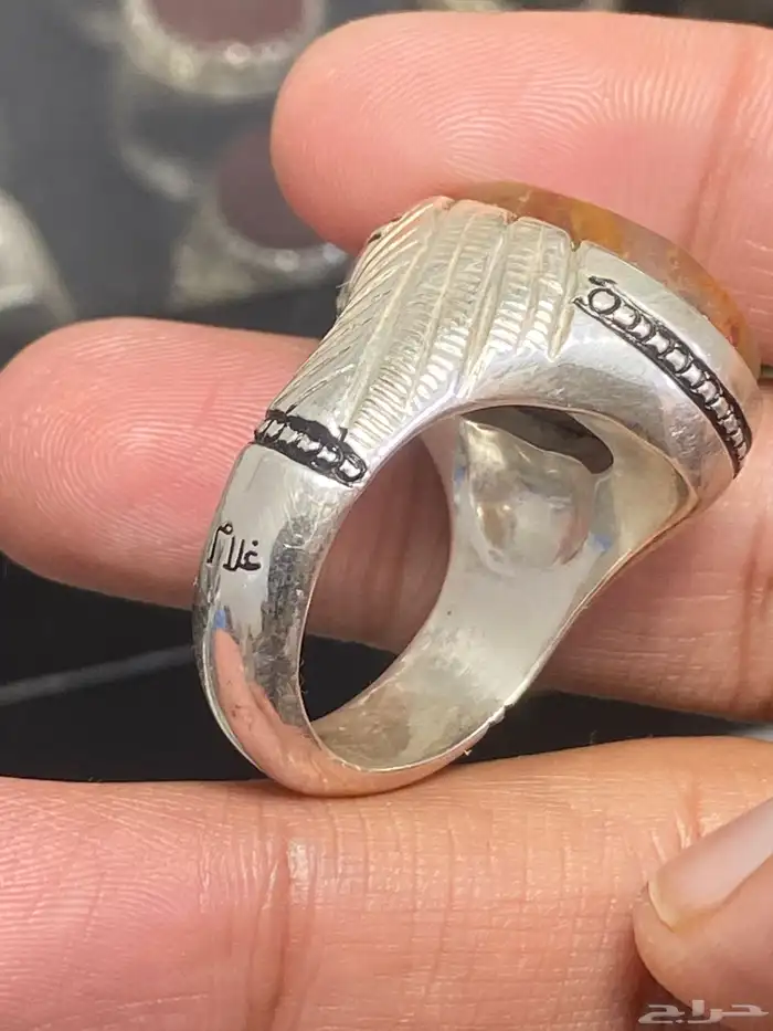 خاتم عقيق يماني طحلبي دموي 4