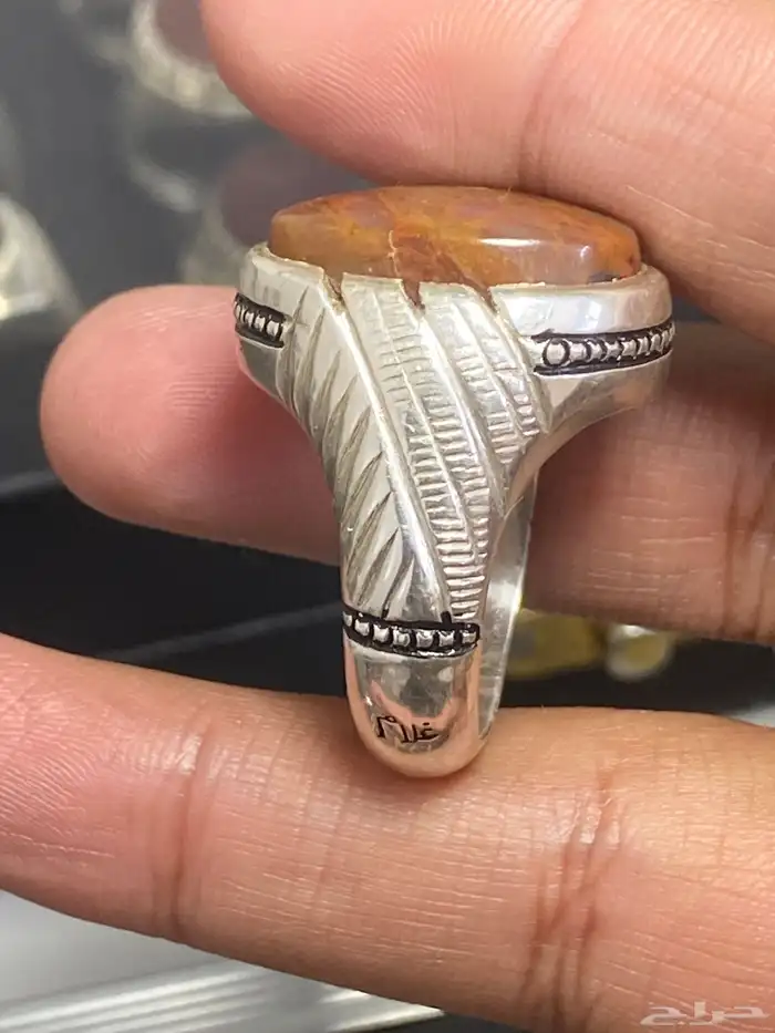 خاتم عقيق يماني طحلبي دموي 6