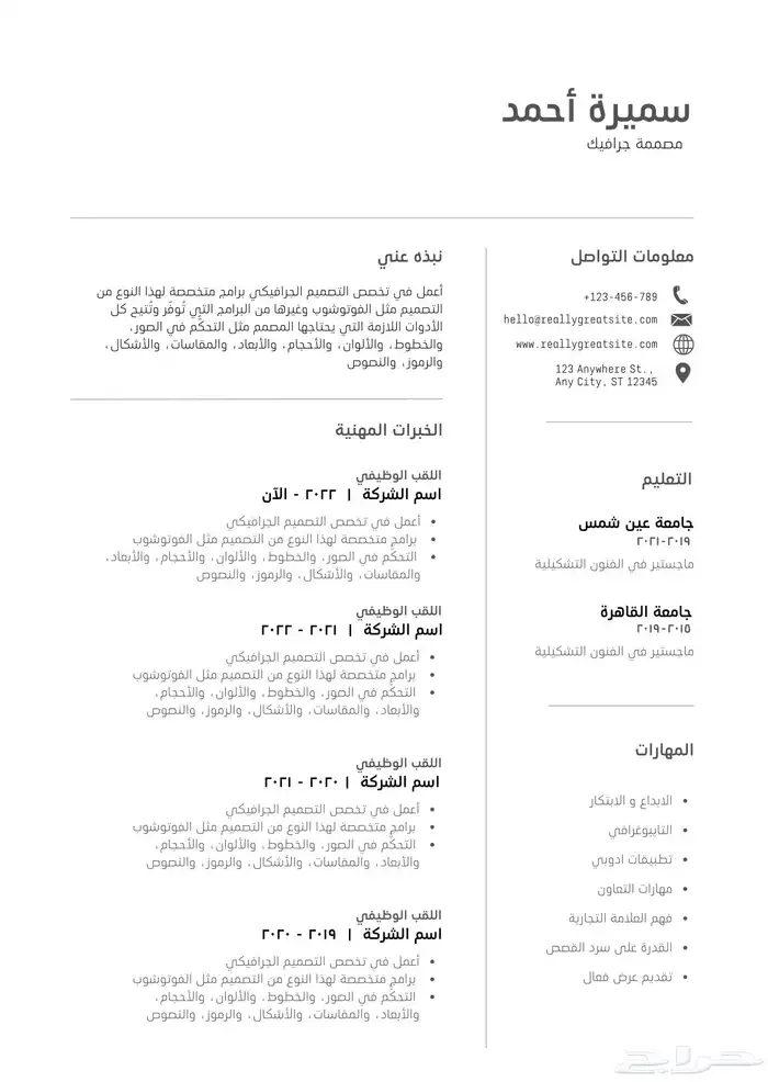 تصميم سيرة ذاتية احترافية Cv 7