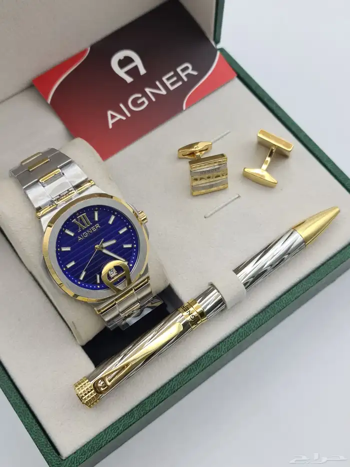 طقم ساعة وقلم وكبكات من ماركة اقنر ماستر كوالتي 3