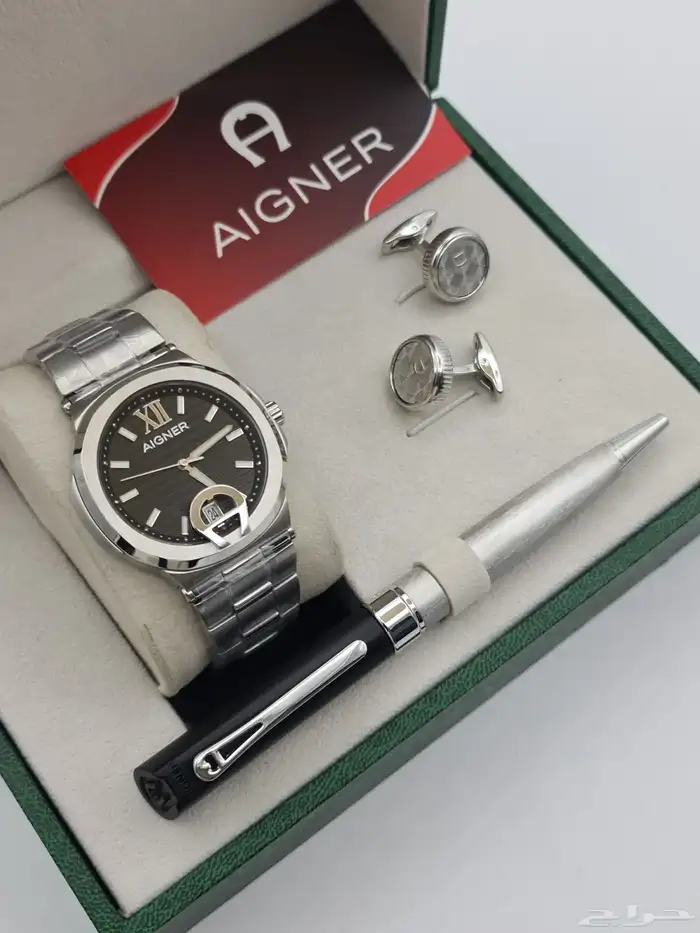 طقم ساعة وقلم وكبكات من ماركة اقنر ماستر كوالتي 1