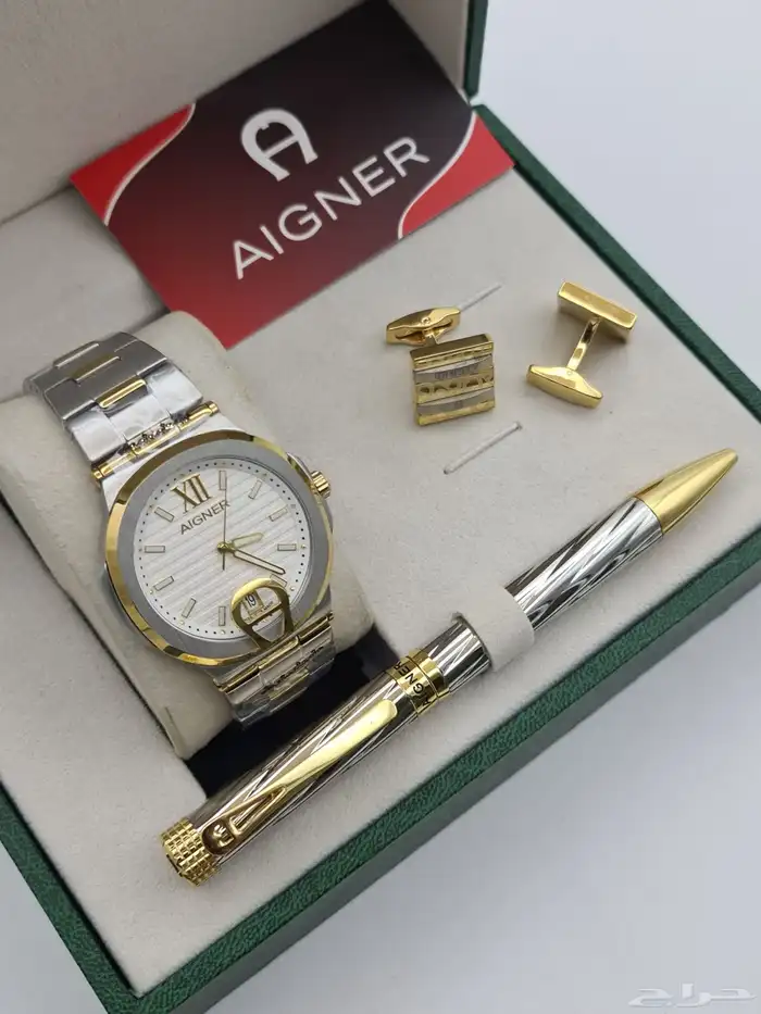 طقم ساعة وقلم وكبكات من ماركة اقنر ماستر كوالتي 7