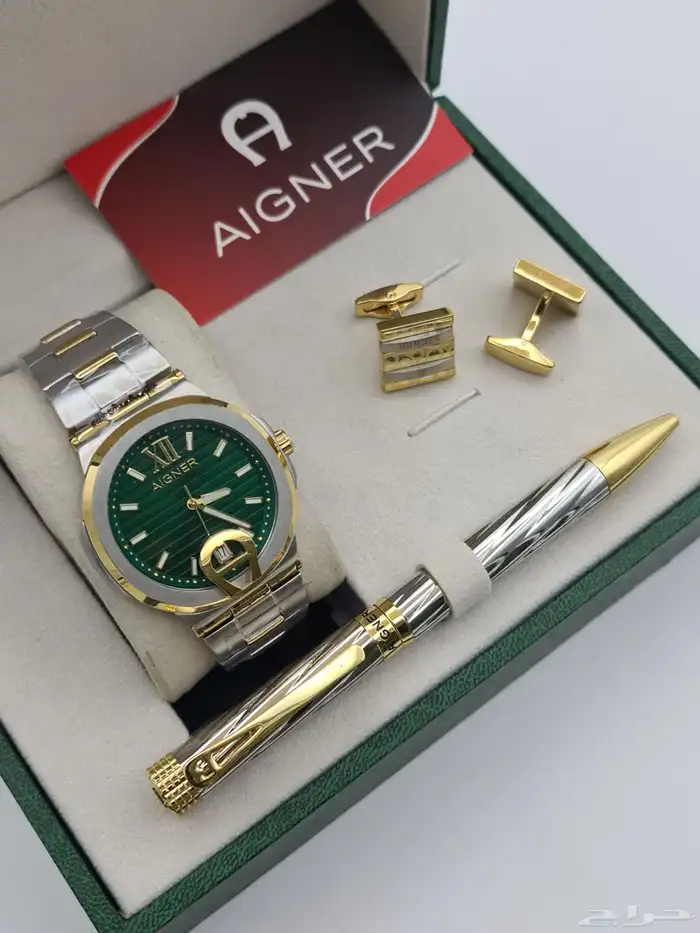 طقم ساعة وقلم وكبكات من ماركة اقنر ماستر كوالتي 2