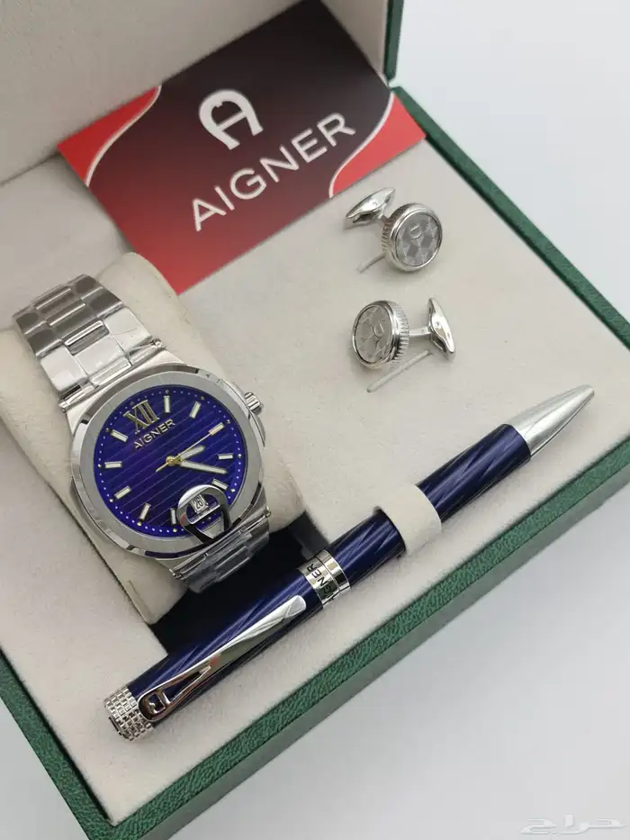 طقم ساعة وقلم وكبكات من ماركة اقنر ماستر كوالتي 4