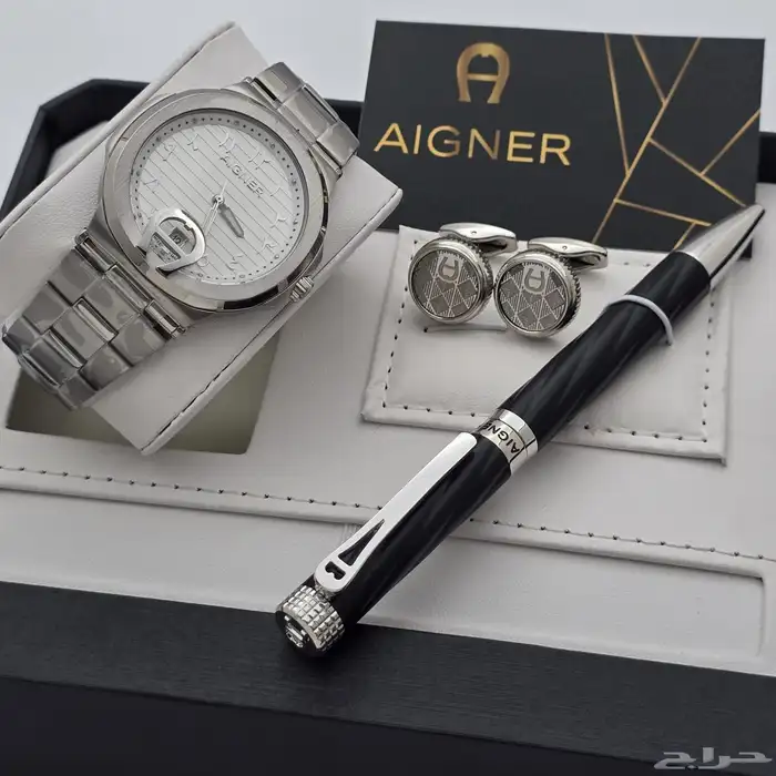 طقم ساعة وقلم وكبكات من ماركة اقنر ماستر كوالتي 9