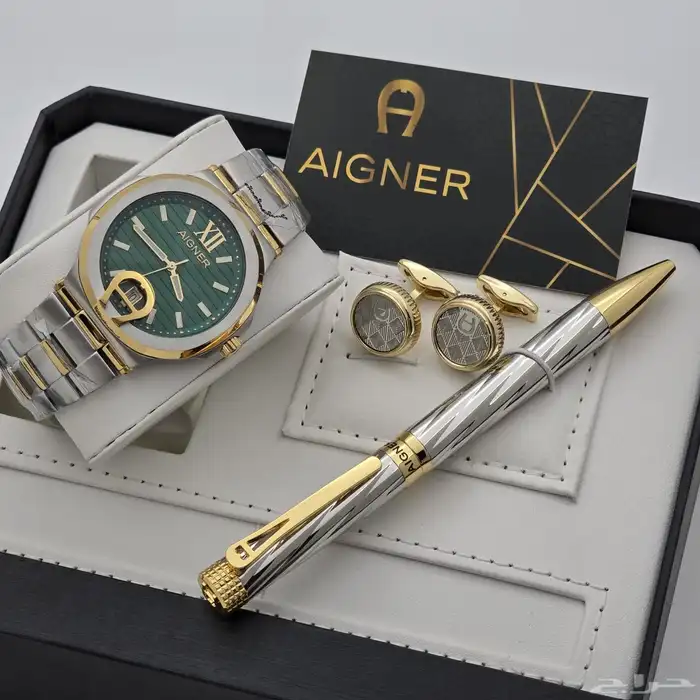 طقم ساعة وقلم وكبكات من ماركة اقنر ماستر كوالتي 8