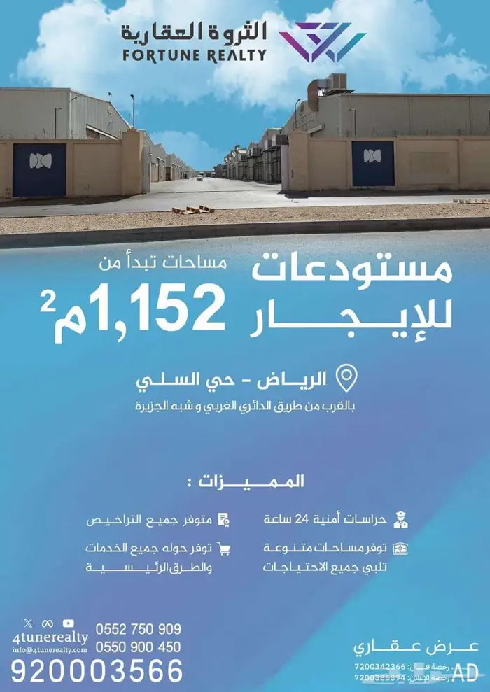 للإيجار مستودعات داخل مجمع مسور 0