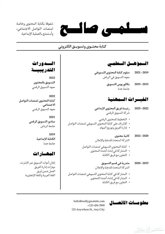 سيرة ذاتية احترافية 1