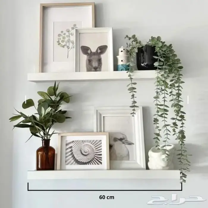 رف حائط خشبي أبيض أسود بني غامق جوزي 9