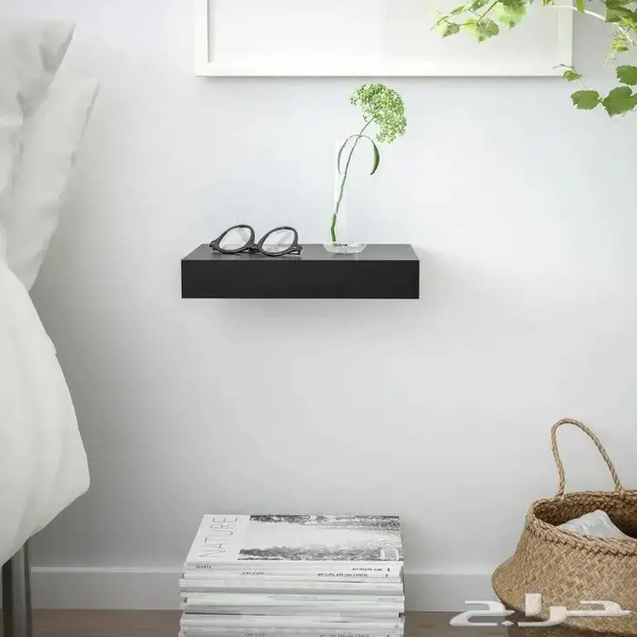 رف حائط خشبي أبيض أسود بني غامق جوزي 10