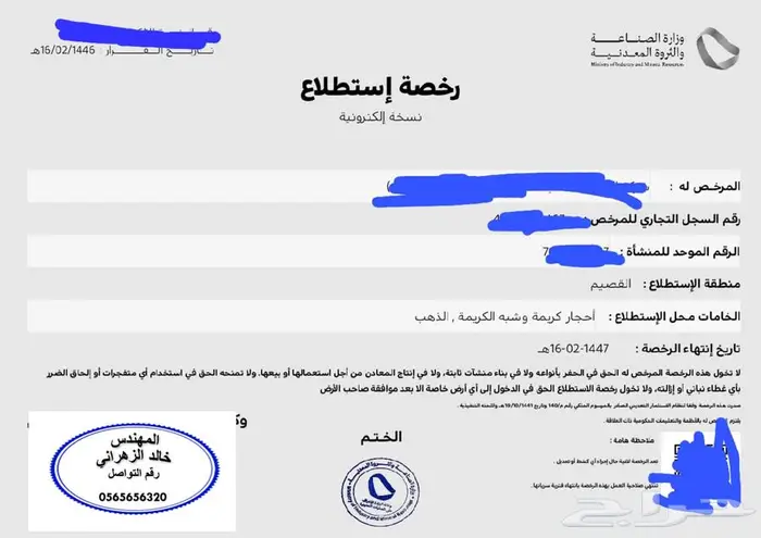 استخراج رخص ذهب وتنقيب 1
