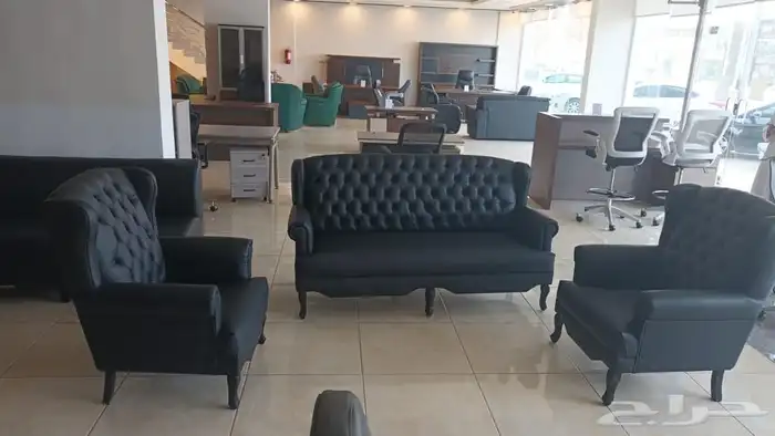 مكاتب طقم موظفين حرف L و مكتب سكرتارية مع دولاب و كراسي 28