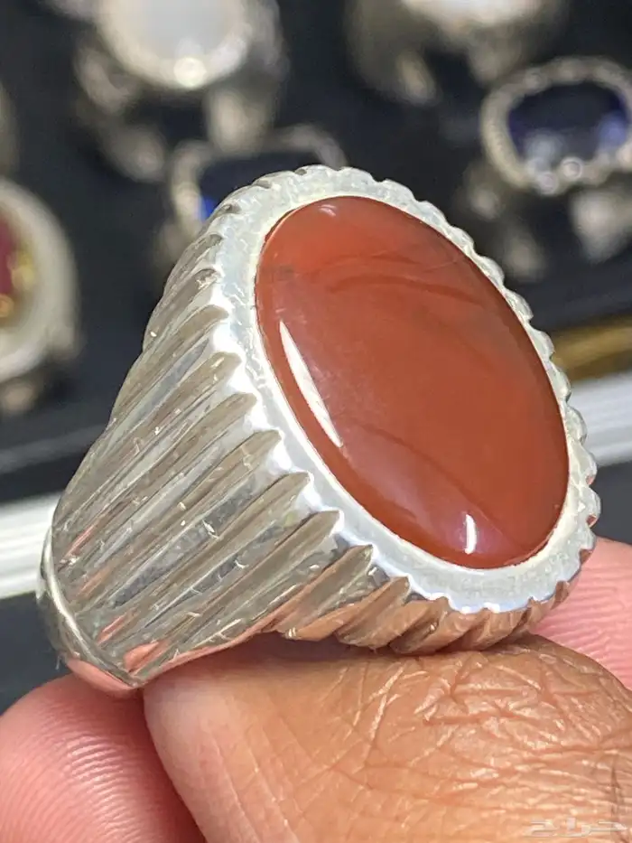 خاتم عقيق يماني كبدي صياغة عارف 0