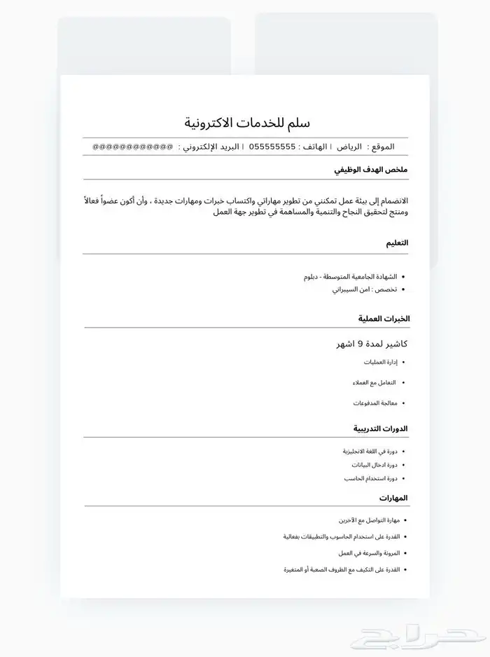 سيرة ذاتية افضل نموذج لدينا 0