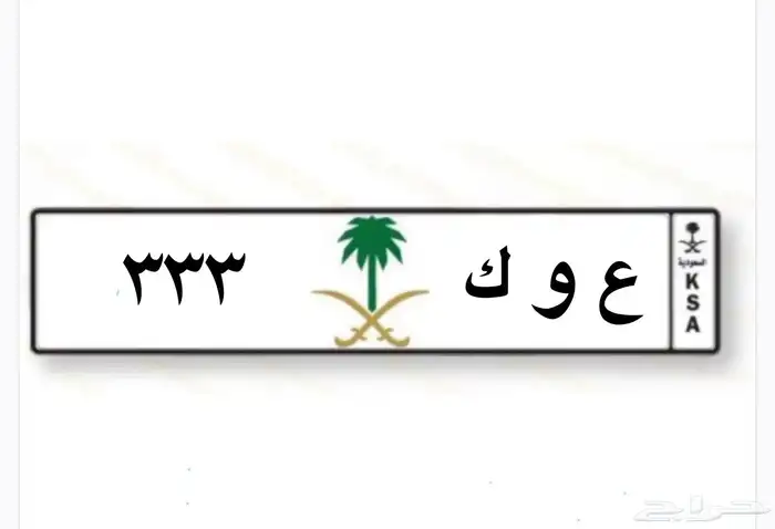لوحة مميزة للبيع ( ع و ك 333 ) 0