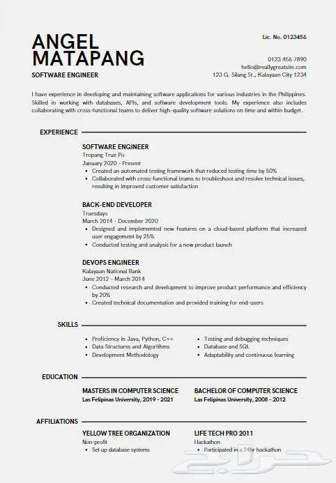 تصميم سيره ذاتيه عربي او انجليزي ATS 4