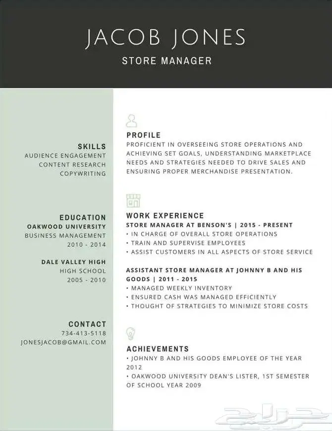 تصميم سيره ذاتيه عربي او انجليزي ATS 1