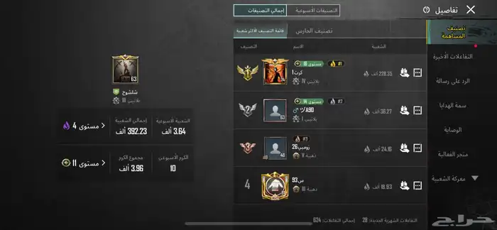 حساب ببجي للبيع الفل 63 الباقي موضح في صوره وشعبيه 300 1