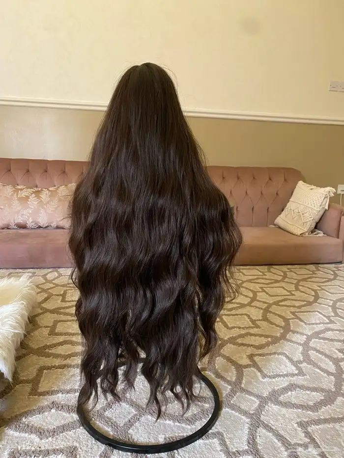 باروكة صناعية بطول 30 إنش بلون بني غامق 3