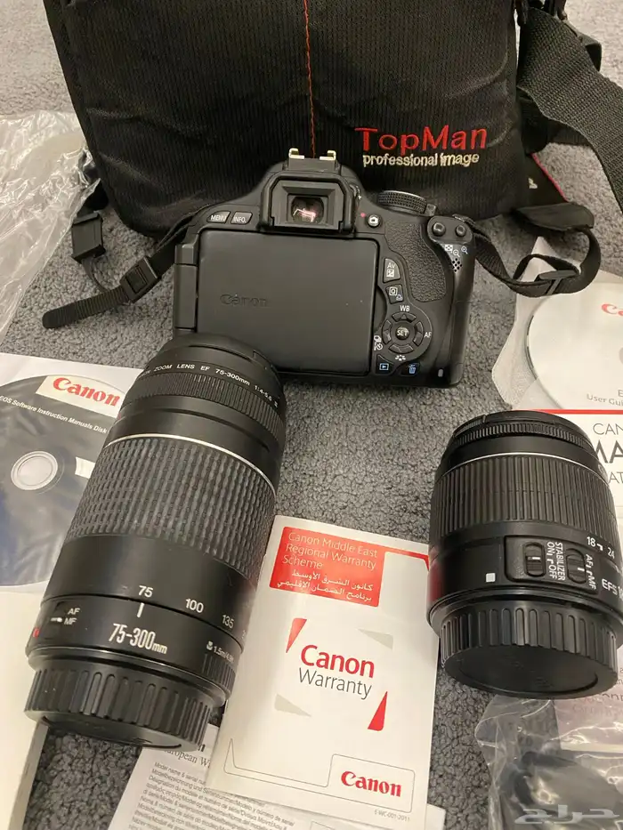 كاميرا Canon EOS 600D   عدستين بحالة ممتازة وكاملة أغراضها 1