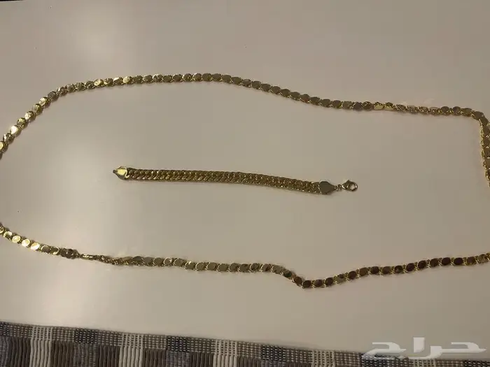 سلسال ضد الصداء مطلي بالذهب مع اسوره 1