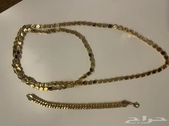 سلسال ضد الصداء مطلي بالذهب مع اسوره 0