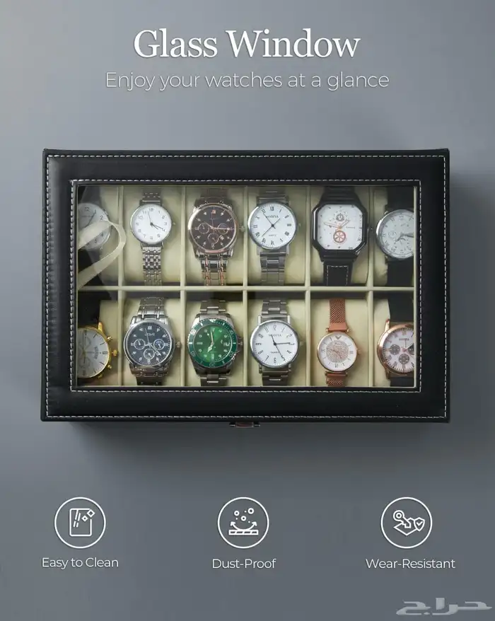 حافظة منظمة ساعات تسع 12 ساعة جلد البولي يورثيرين 5