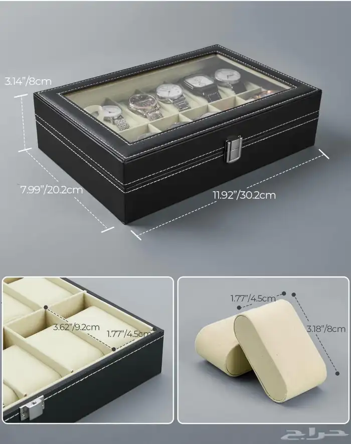 حافظة منظمة ساعات تسع 12 ساعة جلد البولي يورثيرين 3