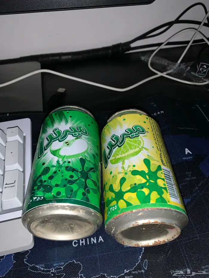 علب ميرندا وببسي للبيع سليمه فيها صدى خفيف من تحت 0