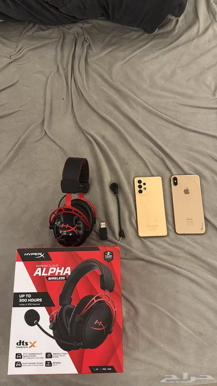 سماعة هايبر اكس كلاود الفا لا سلكي وايفون Xs max جلكسي A53 0