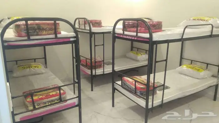 سراير حديد دورين ونفر مراتب ضغط 60 بطانيات تجهيز غرف عمال 0