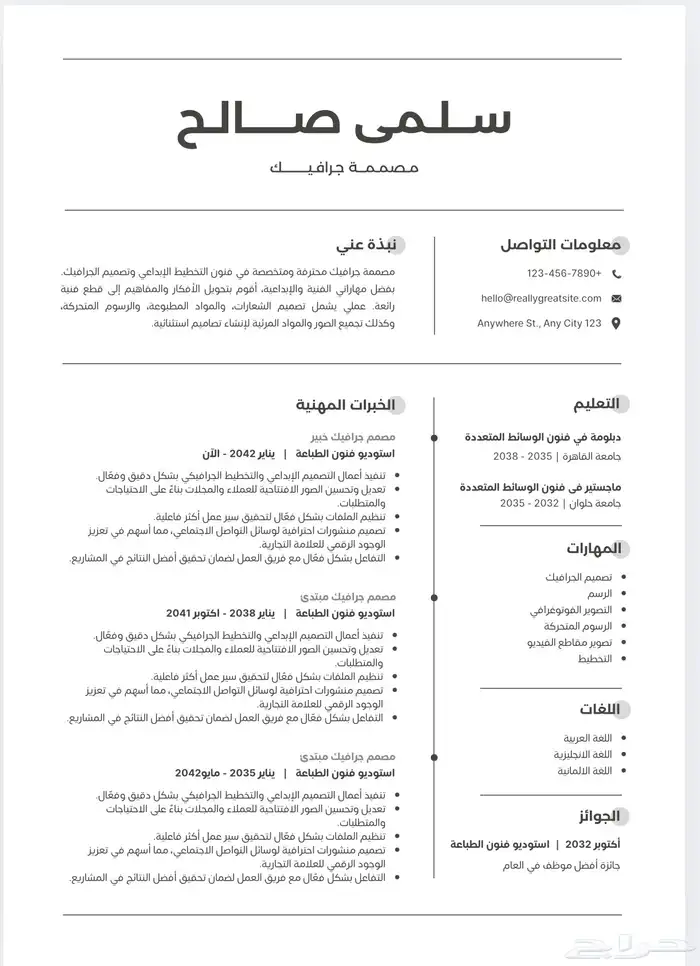 تصميم سيرة ذاتية احترافية 1