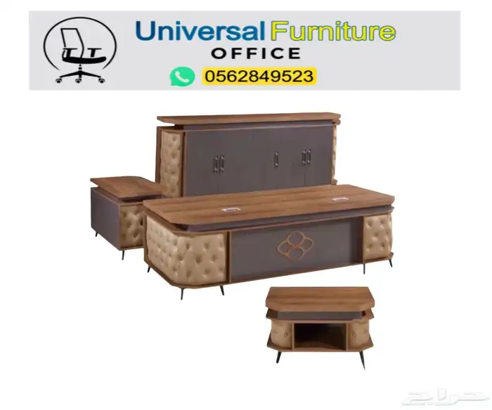 جديد مكتب مدير كراسي و طاولة إجتماع و مكاتب مودرن جلد أخضر 25