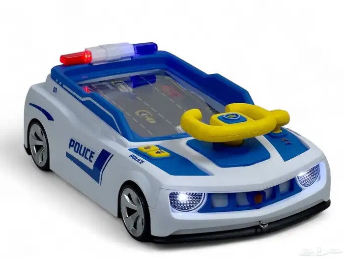 سيارة رالي للأطفال بمقود تفاعلي - لعبه سيارة بتصميم شرطة 0