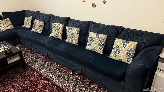 جلسة حرف L لون ازرق تركوازي   طاولتين من ايكيا 0