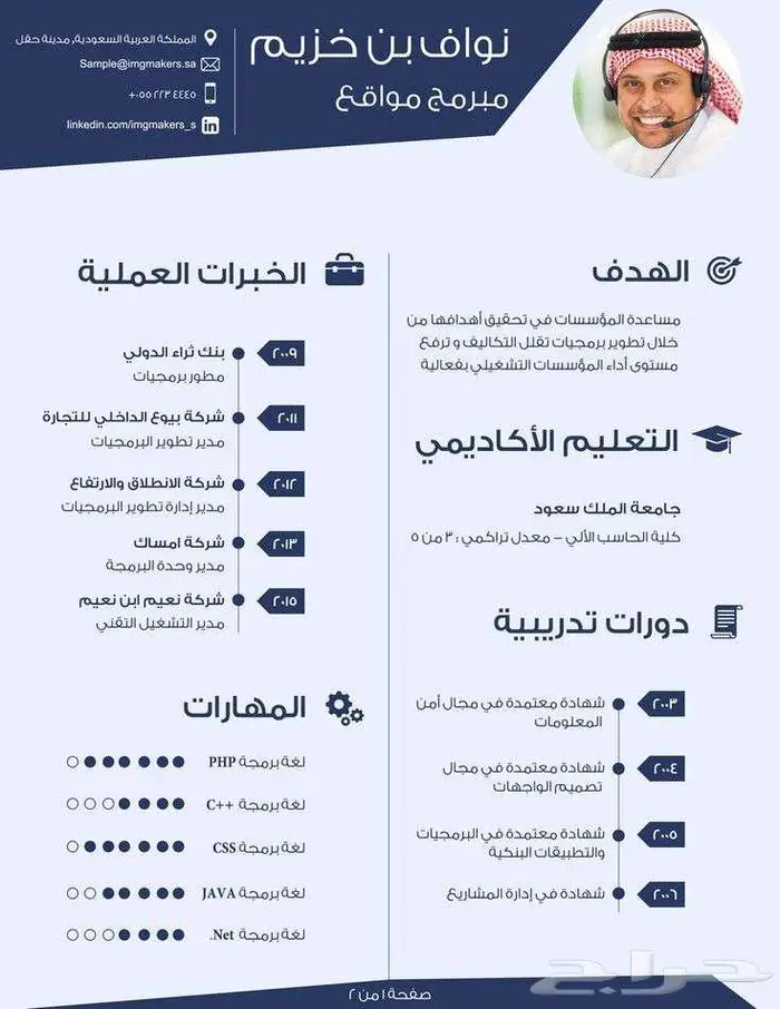 خدمة انشاء وتصميم السيرة الذاتية CV الاحترافية بنظام ATS 2