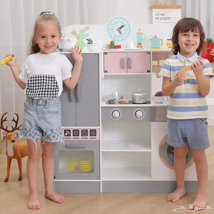 مطبخ خشبي للبنات مع اكسسوارات - لعبه مطبخ بناتي بتصميم مميز 8