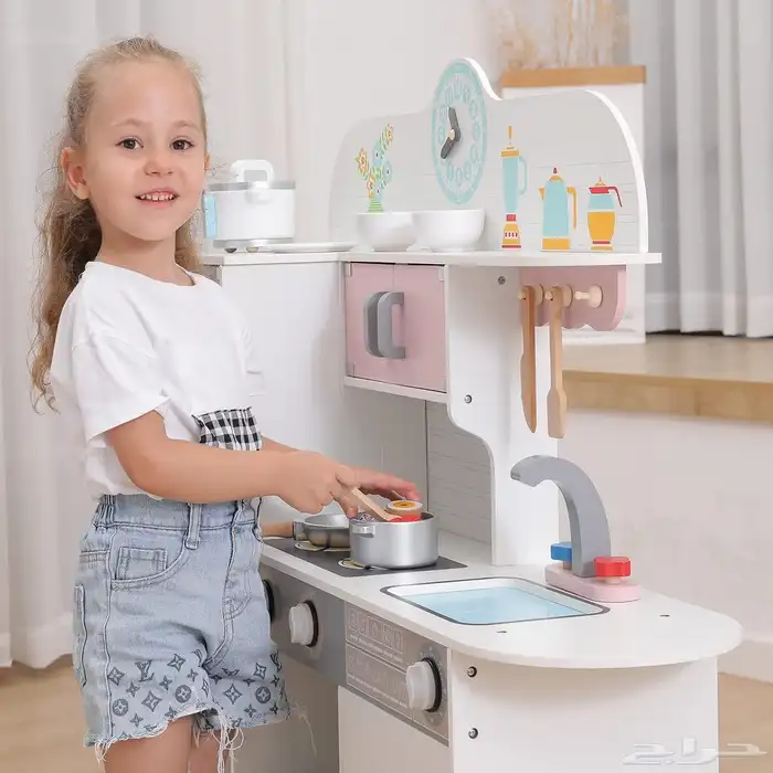 مطبخ خشبي للبنات مع اكسسوارات - لعبه مطبخ بناتي بتصميم مميز 5