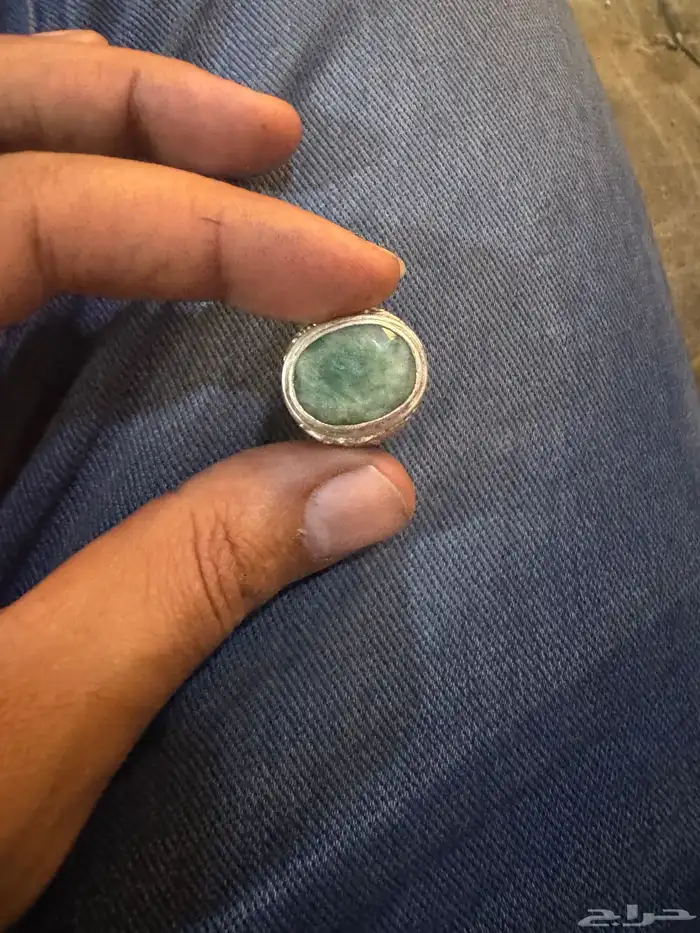 خاتم بحجر الزمرد الطبيعي 0