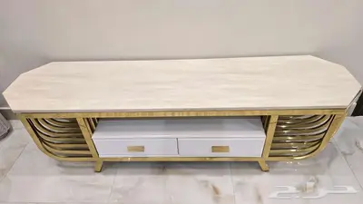طاولة رخام شاشة تلفاز شبه جديده 0