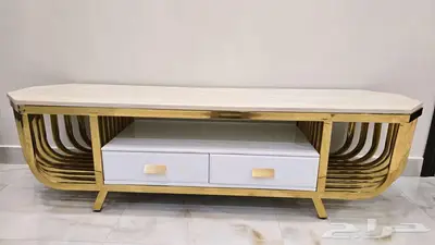طاولة رخام شاشة تلفاز شبه جديده 1