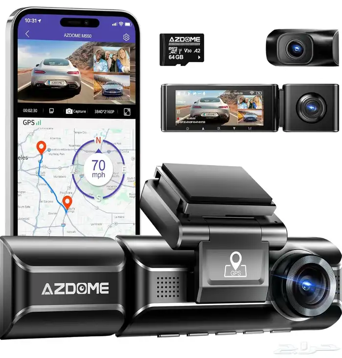 داش كام   AZDOME M550 4k   64 gbs  وايفاي صغير وكبير (جديد) 4