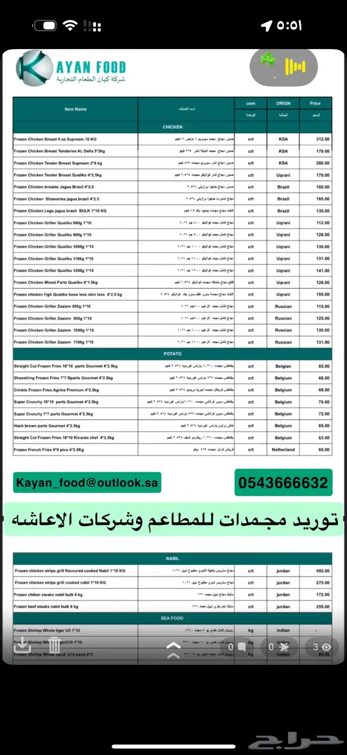 توريد مجمدات للمطاعم والاعاشات 0